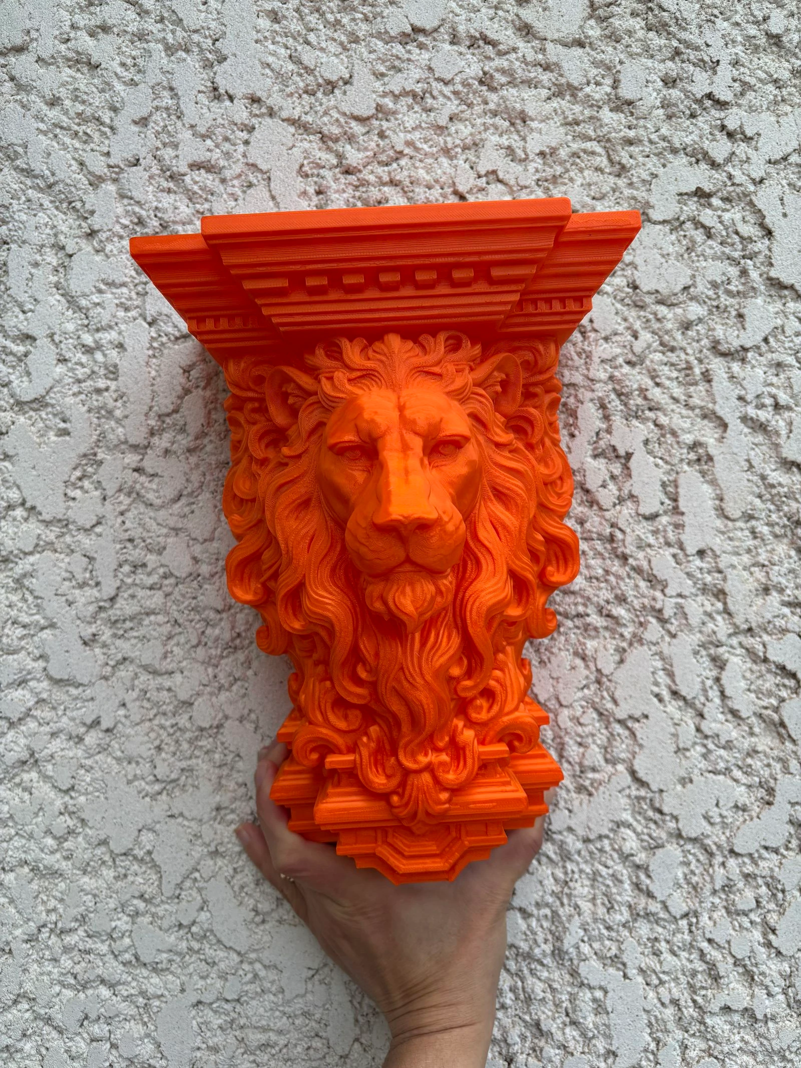 Tête de lion avec étagère 26 cm couleur orange 🌟 – photo 2